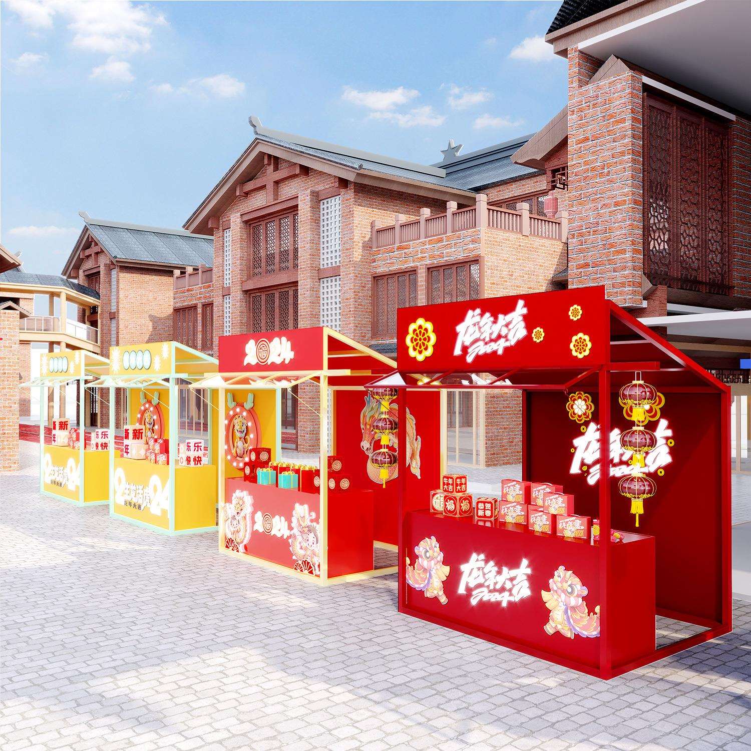 新春早市美食街小吃摊位架户外景区可移动摆摊架集市大型活动铁架