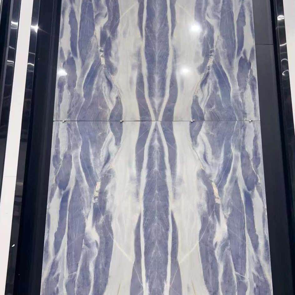 皇家蓝色大理石餐桌异形石材台面 天然奢石玄关墙面装饰