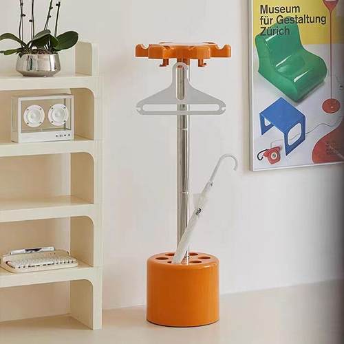 北欧创意衣帽架家用落地挂衣架门厅装雨伞桶不锈钢收纳置物架子