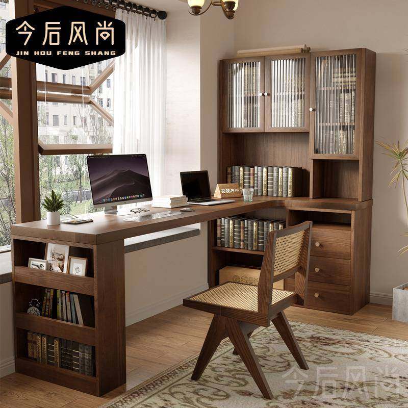 纯实木转角式书桌书柜一体l型写字台复古拐角办公桌原木L电脑桌子,工业油品/胶粘/化学/实验室用品,其他实验室设备,淘宝优惠券,粉丝福利购,淘宝优惠卷