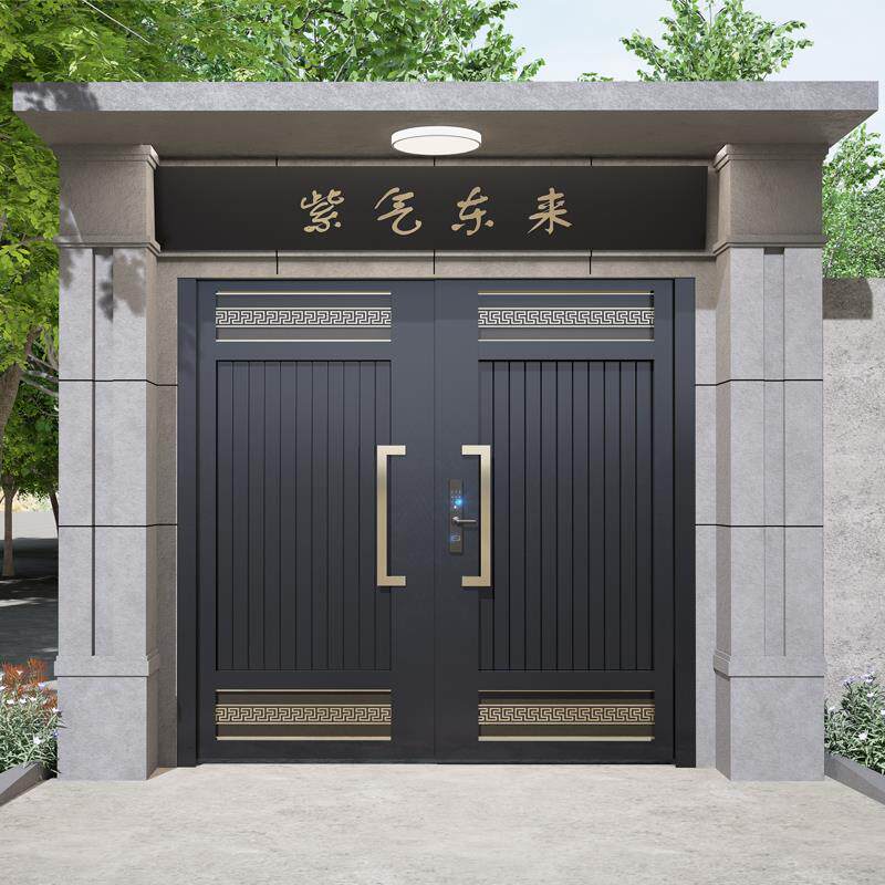 铝合金别墅庭院双开大门铝艺院子头铁艺大门围墙不锈钢电动门楼