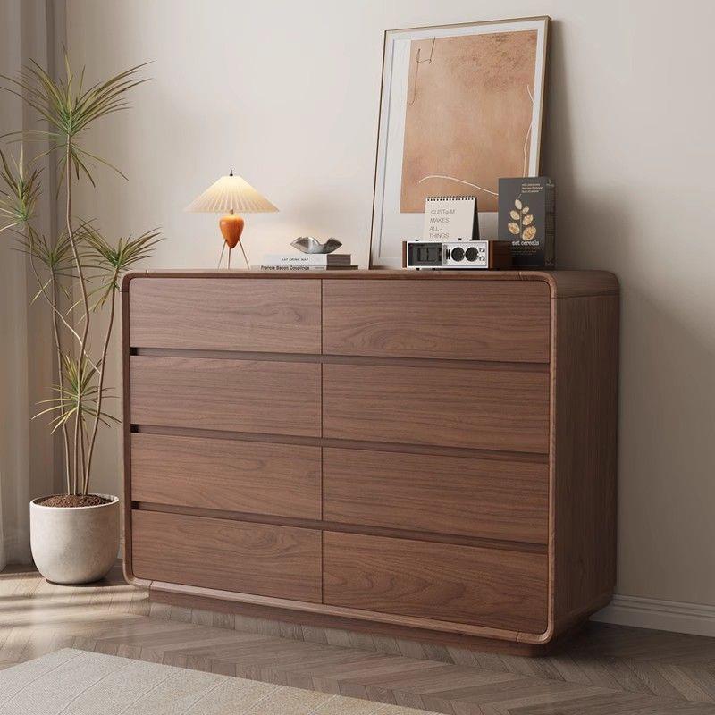 卧室储物柜床边长条柜免漆实木仿古风化新中式松木五斗柜八斗柜