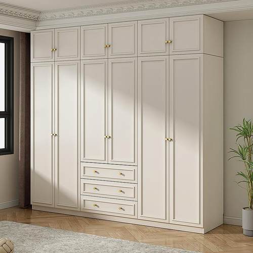 M&法式奶油风ENF级实木衣柜家用卧室小户型现代简约柜子成品大衣