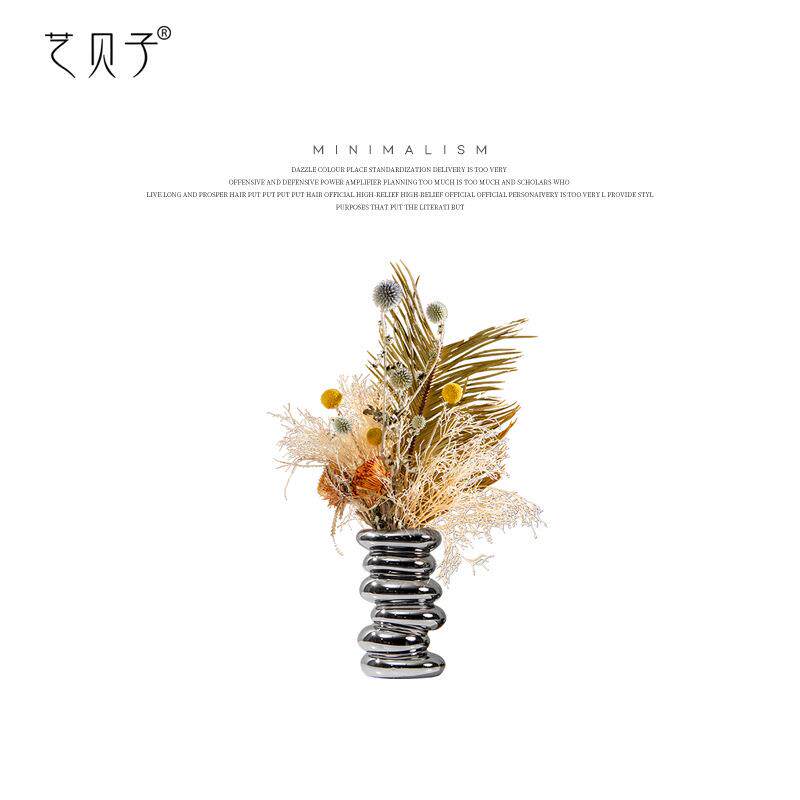艺贝子假花仿真花摆件客厅装饰干花束样板间软装花瓶花艺套装摆设