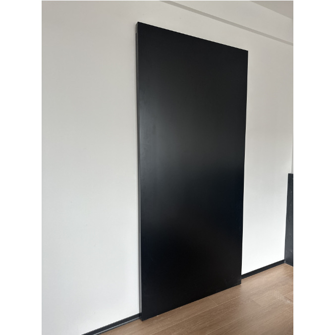 黑色极简幽灵门无轨道带阻尼多层实木免漆门推拉隐形门烤漆门悬浮