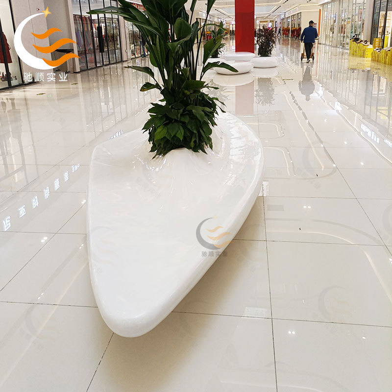 玻璃钢机场花盆座椅商场等待区休闲椅户外三角坐凳户外商用座椅