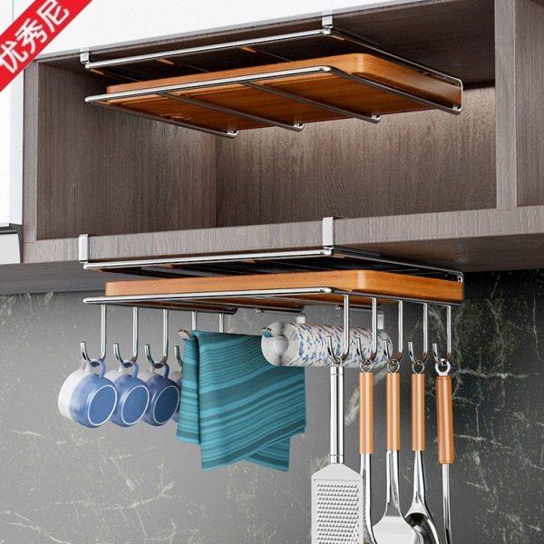 厨房吊柜下挂置物架锅盖架多功能挂钩悬挂橱柜下挂架砧板收纳架,家庭/个人清洁工具,脸盆架,淘宝优惠券,粉丝福利购,淘宝优惠卷