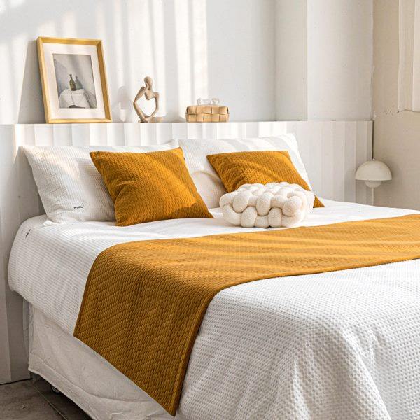 现代简约酒店样板间床旗床尾巾抱枕黄色靠垫民宿床尾毯抱枕搭毯,床上用品,酒店床品套件,淘宝优惠券,粉丝福利购,淘宝优惠卷