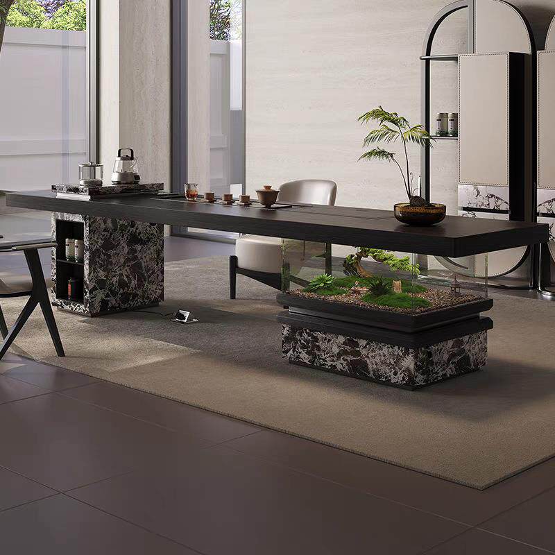 一体式岩板泡茶台简约茶桌椅组合办公室阳台家用功夫小茶桌