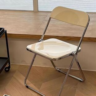 简易椅网红透明亚克力拍照化妆餐厅餐椅水晶靠背凳子in折叠椅子