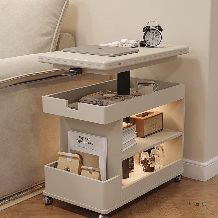 奶油风小户型客厅沙发边柜可移动小推车边几多功能可升降折叠茶几,收纳整理,烫衣板及配件,淘宝优惠券,粉丝福利购,淘宝优惠卷