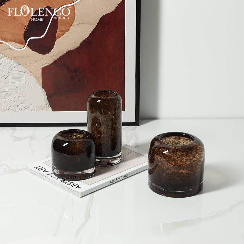 意式轻奢高级感棕色玻璃花瓶民宿客厅餐边柜水培花器家居创意装饰,机械设备,其他机械设备,淘宝优惠券,粉丝福利购,淘宝优惠卷