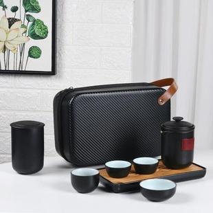 黑陶快客杯一壶四杯日式旅行茶具套装小套便携家用简约户外泡茶器