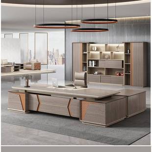 老板台办公桌转角老板桌加书柜办公室大班桌现代大班台书桌总裁桌