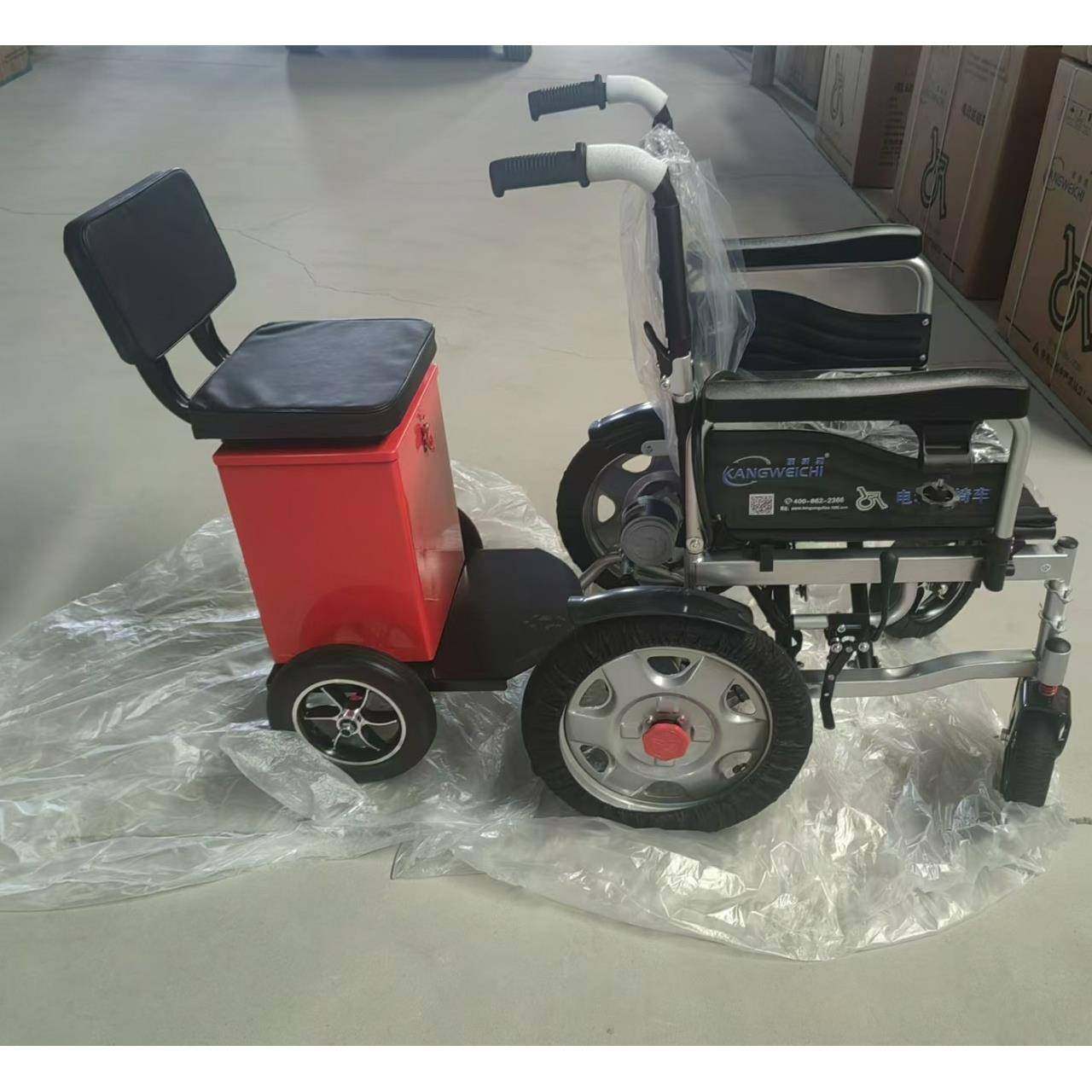 电动轮椅双轮载人踏板残疾老年代步车后坐式踏板拖车