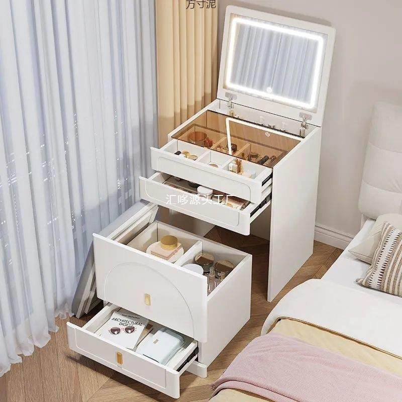奶油风翻盖梳妆台卧室简约现代网红50cm床头柜一体小户型化妆桌厂,节庆用品/礼品,新娘配件,淘宝优惠券,粉丝福利购,淘宝优惠卷