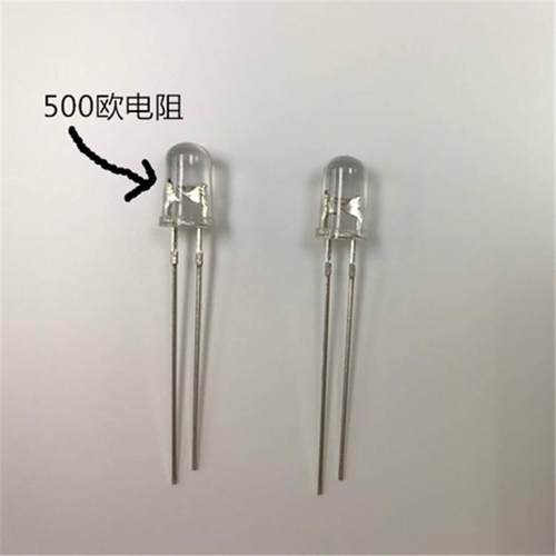 高压12V高亮5mm蓝灯内置电阻500欧F5长脚蓝灯led发光二极管