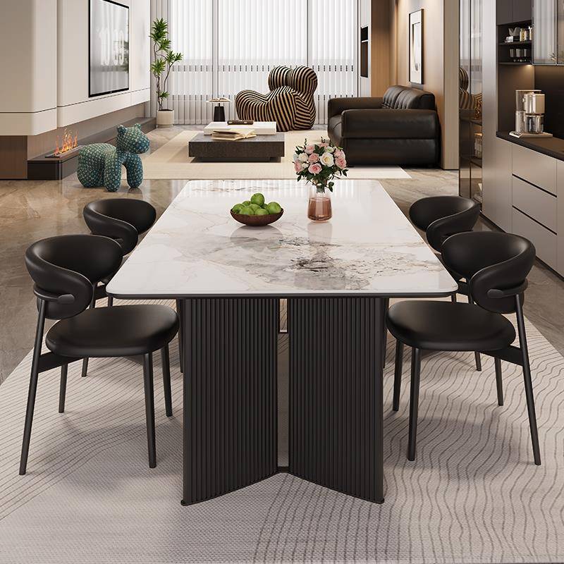 轻奢岩板餐桌椅组合小户型家用现代简约长方形2025设计师新款桌子
