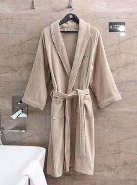 奢华 Aman安缦酒店吸水浴袍 亲肤速干棉柔男女情侣睡袍气质茶咖色