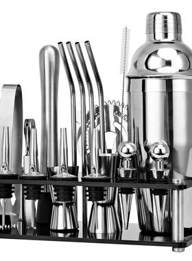 新款黑色亚克力套装 鸡尾酒调酒器酒吧工具20件套 CG1067