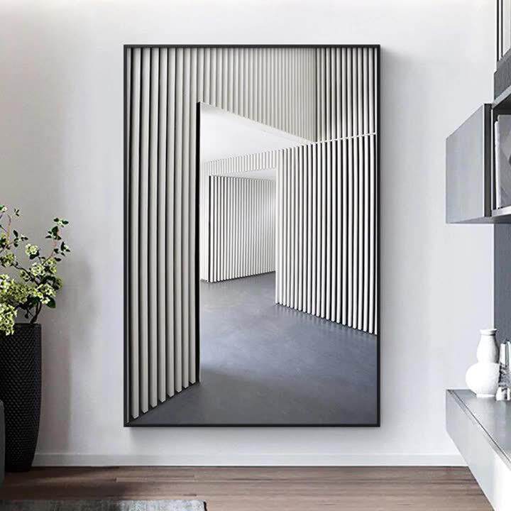 过道竖版简约大幅走廊玄关挂画视觉空间延伸 现代轻奢黑白装饰画