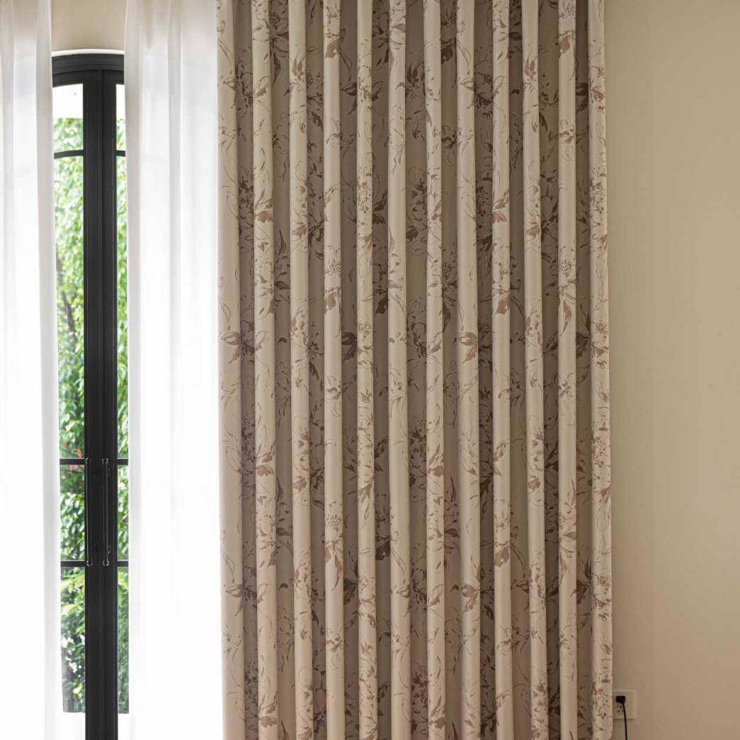 1pc新款黑金向阳花遮光布家用遮光隔热加厚客厅卧室装饰穿杆窗帘