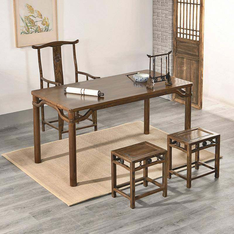 书画桌实木仿古书法桌新中式家用绘画案书桌榆木写字台简约办公桌