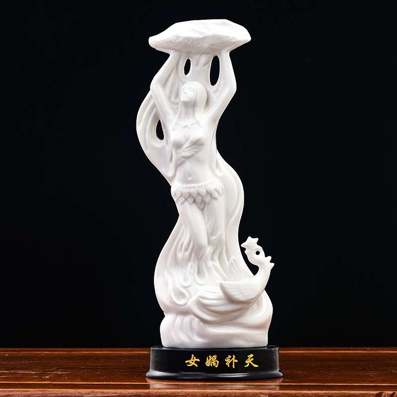 补天女娲娘娘神像 德化白瓷上古正神 陶瓷创世女神娲大地之母摆件