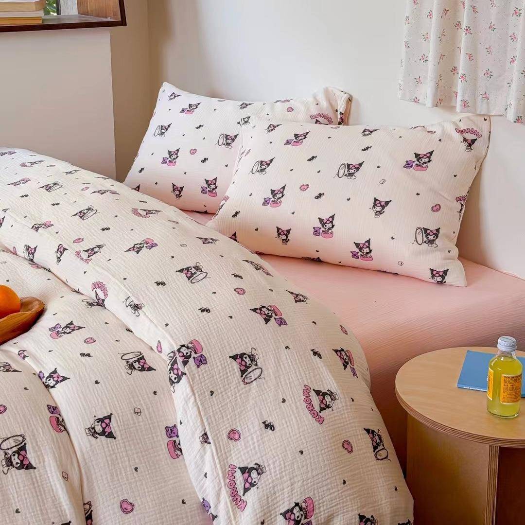 A类母婴级可裸睡皱皱纱泡泡纱超柔超好看全棉纯棉双层纱布四件套