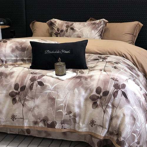 高支天丝棉磨毛柔软四件套秋冬加厚保暖数码印花被套床单床上用品