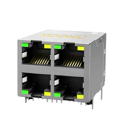 SYT22Q145AB2A2D057集成千兆滤波器 2x2四口网线接口带LED灯 rj45