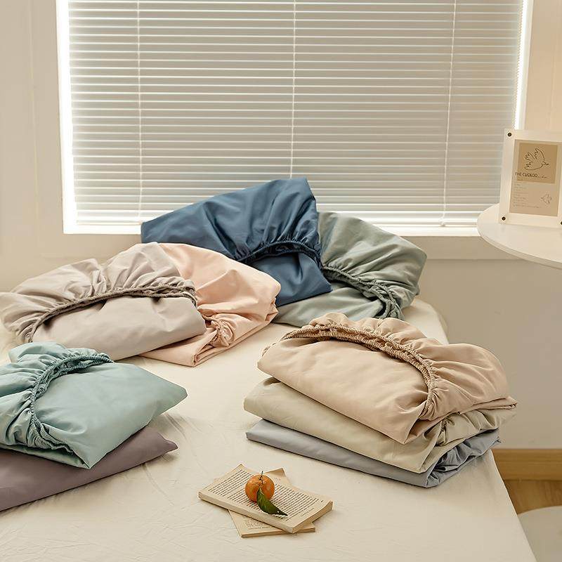 100支全棉磨毛床单床笠单件 加厚纯棉被单简约纯色床罩单双人炕单