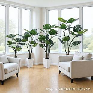 绿植龟背竹客厅真盆景仿生室内吊兰植物盆栽摆件落地仿真花