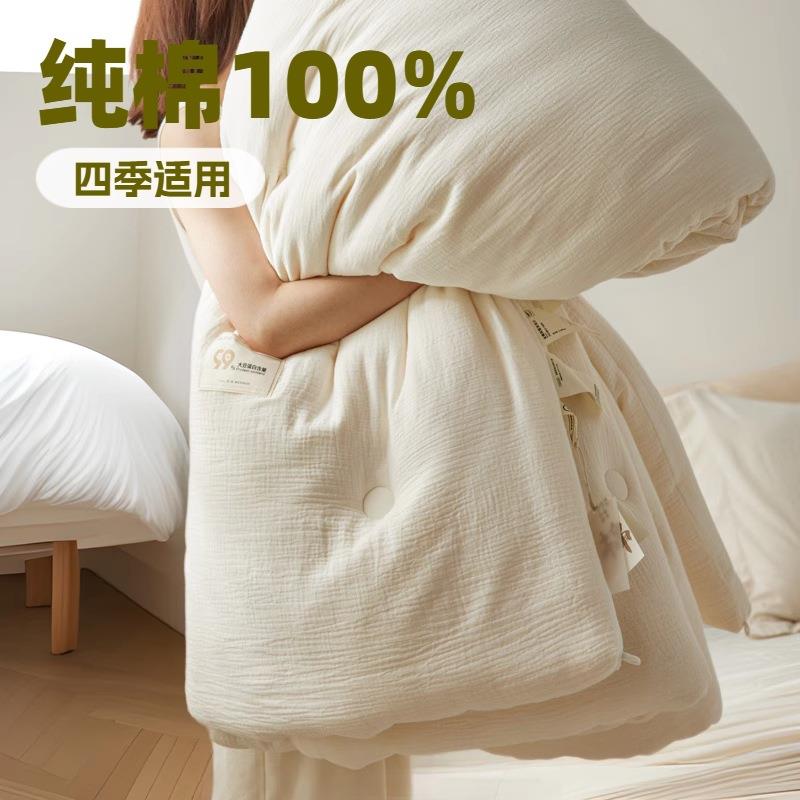 A类全棉有机雾感纱99大豆纤维四季透气裸睡双胎子母被芯保暖裸睡