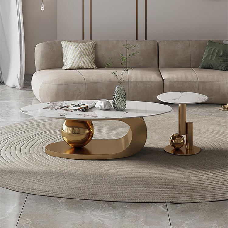 轻奢现代简约高级艺术感异形客厅家用设计师椭圆形小户型岩板茶几