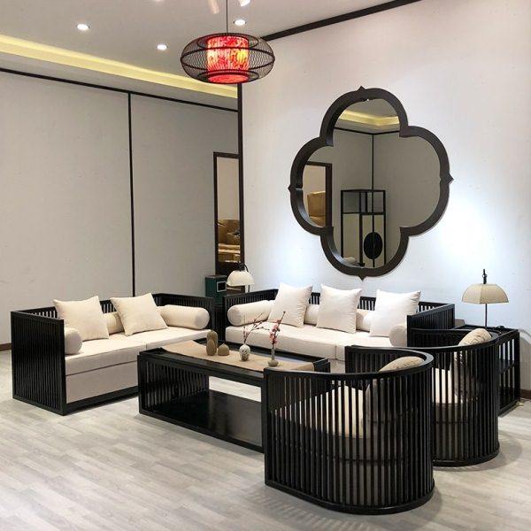 新中式沙发 现代简约全实木布艺组合 客厅样板房名宿禅意家具现货