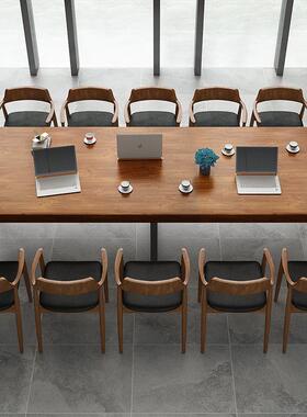 欧式实木桌大板桌办公会议桌啡长洽方形谈桌桌简约书桌Hyz-888现