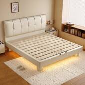 纯实木薄床头皮床互不干扰静音加厚1.8米榻榻米排骨架双人床婚床