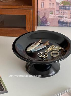 北BC05348欧奶收油色密胺水果高脚果盘零食盘客厅茶点心盘盘首几