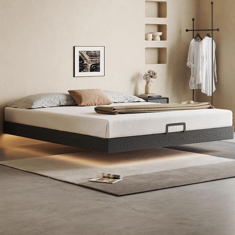 无床头悬浮床木268纯实蜡榉排骨架榻榻米木小户型卧室齐边白木双