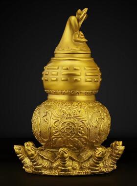 铜九福龟葫芦摆件开口八天卦医葫芦家用桌装IXJ饰品面八宝禄龟葫