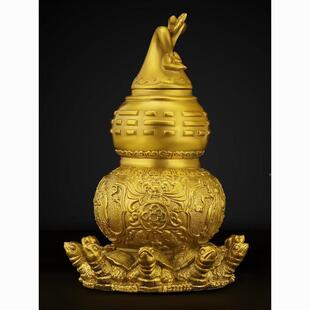 铜九福龟葫芦摆件开口八天卦医葫芦家用桌装IXJ饰品面八宝禄龟葫