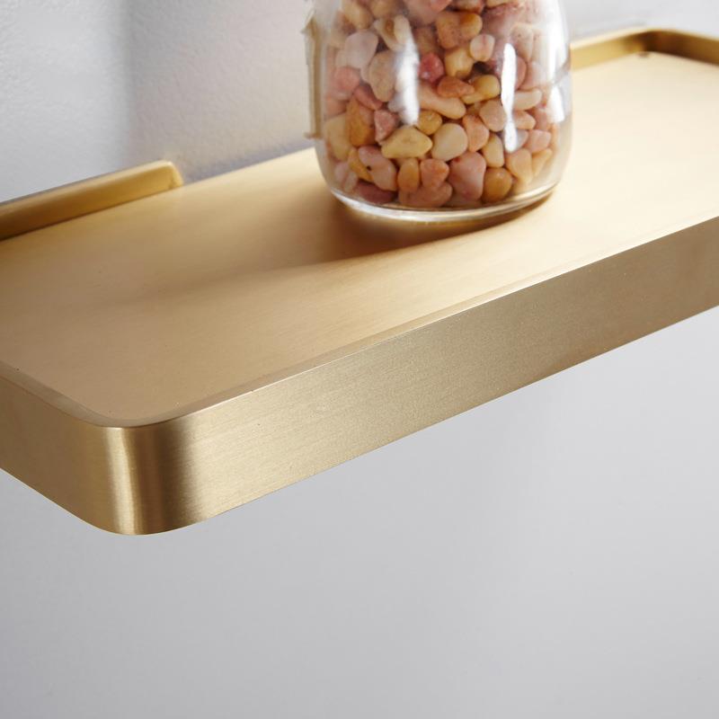 简丝欧拉实心铜浴室金壁挂一字黄隔板卫生T-7705间色镜前置物架托