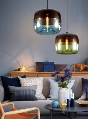 现代简约个彩色玻璃吊性灯餐厅咖啡厅酒吧吧吊灯78239创意客厅台