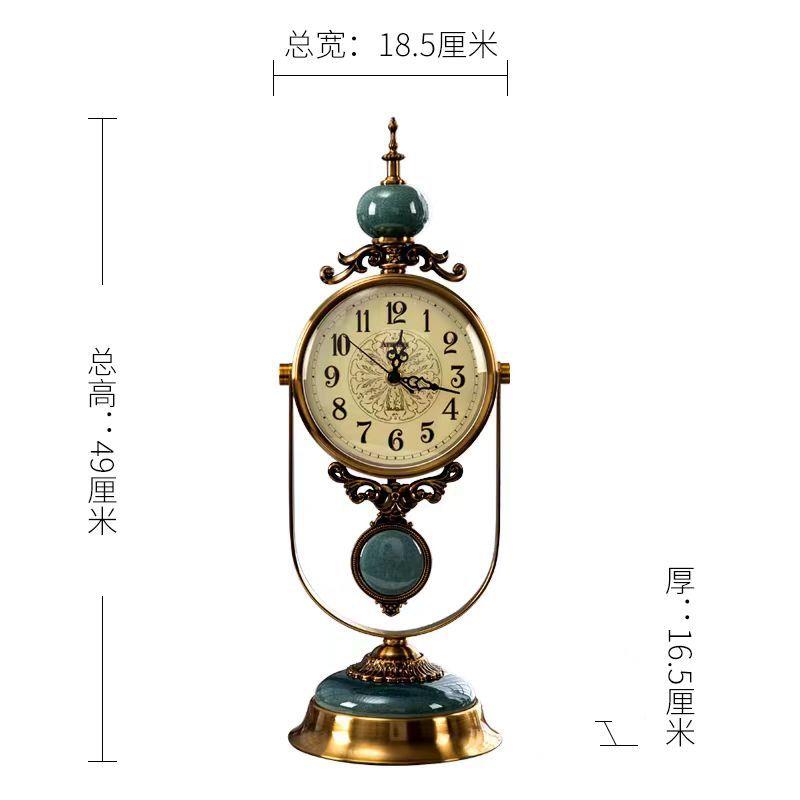 端大气美复古钟客厅欧式轻奢家用钟座表台FHF式式摆钟台钟坐钟高
