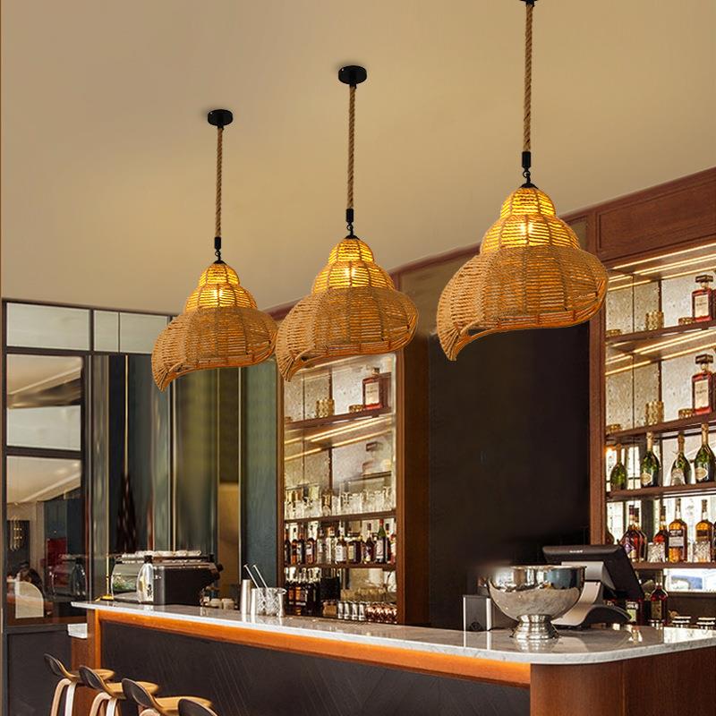 麻绳195吊复古意灯个性术灯罩创中式禅意仿古户外卧室餐厅灯饰灯