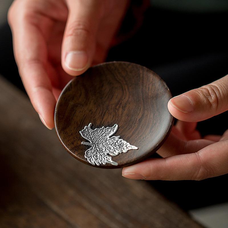 用黑檀实木茶杯垫茶杯垫垫日式XY-BD001功茶杯夫托茶托组合茶具茶