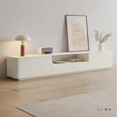 奶油风岩板电视柜茶几组合客厅家用落地电视机柜小户型轻奢高级感