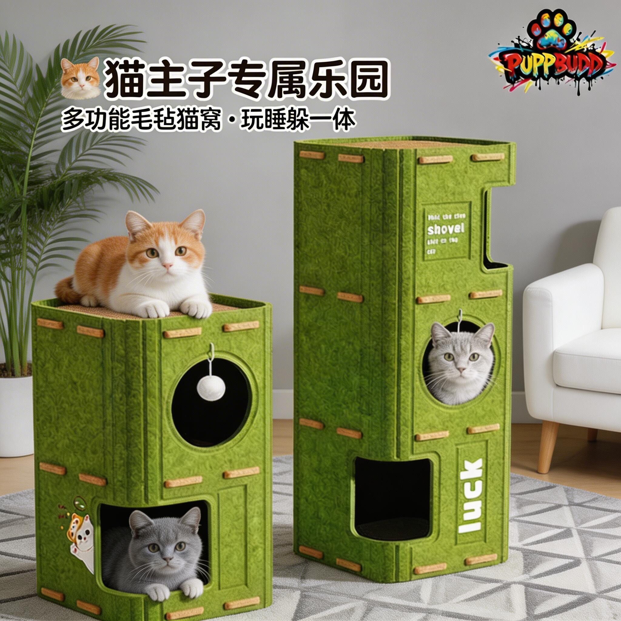 树洞多层猫窝四季通用猫爬架猫树一体猫咪冬天双层抓玩板封闭猫屋