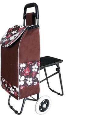 便车携折老年人超市购物车带椅三叠轮防买菜带凳爬OeB02iGN楼拉杆